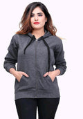 PAVONINE Grey Color Casual Winter Wear Hoodie Sweatshirt For Girls | Grocsy
