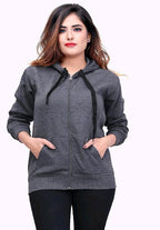 PAVONINE Grey Color Casual Winter Wear Hoodie Sweatshirt For Girls | Grocsy