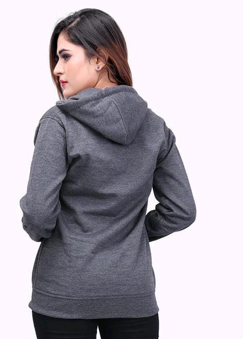 PAVONINE Grey Color Casual Winter Wear Hoodie Sweatshirt For Girls | Grocsy