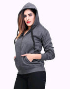 PAVONINE Grey Color Casual Winter Wear Hoodie Sweatshirt For Girls | Grocsy