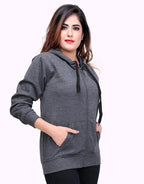 PAVONINE Grey Color Casual Winter Wear Hoodie Sweatshirt For Girls | Grocsy