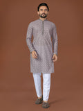 Anaita Grey Lucknowi Silk Straight Kurta | Grocsy