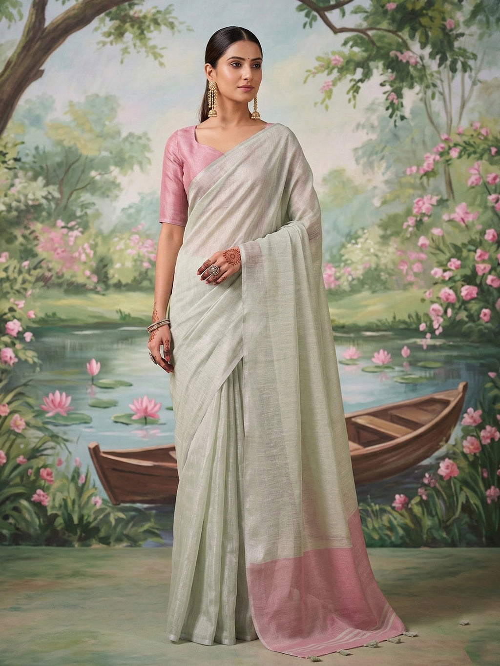 Anaita Grey Tissue Saree With Blouse | Grocsy
