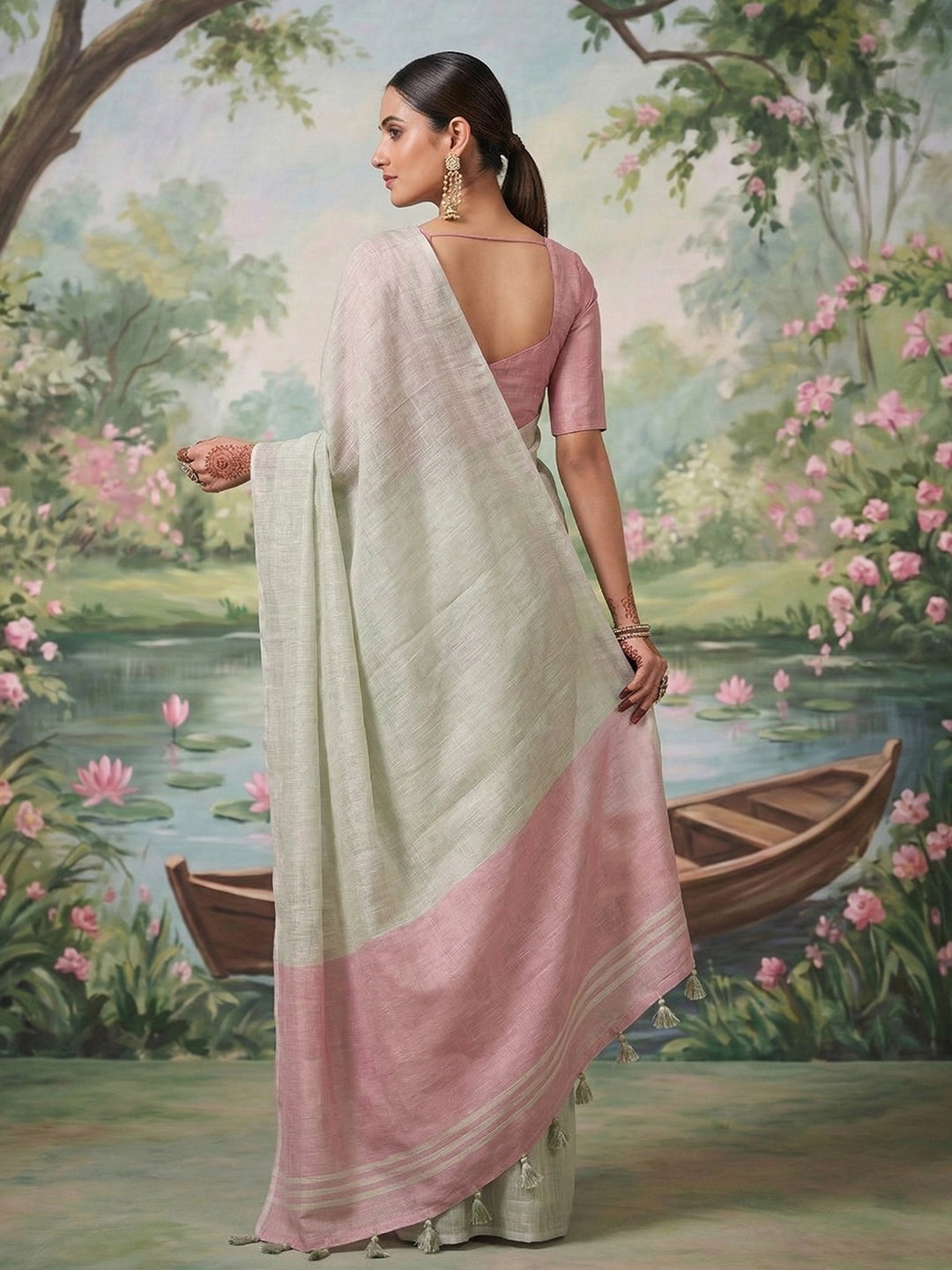 Anaita Grey Tissue Saree With Blouse | Grocsy