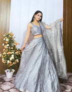 Lehenga Mart Designer Wedding Lehenga Choli For Women - Grey | Grocsy