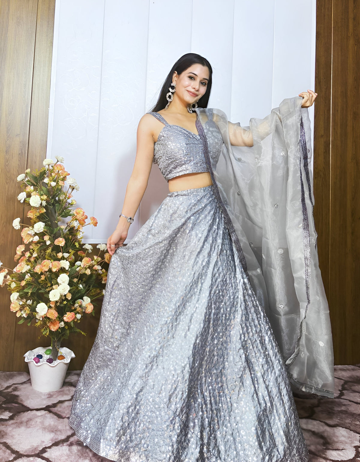 Lehenga Mart Designer Wedding Lehenga Choli For Women - Grey | Grocsy