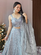 Lehenga Mart Designer Wedding Lehenga Choli For Women - Grey | Grocsy