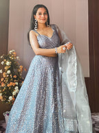 Lehenga Mart Designer Wedding Lehenga Choli For Women - Grey | Grocsy