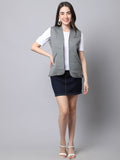 Even Apparels Grey Polyblend Open Front Women's Waistcoat | Grocsy