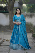 Lehenga Mart Designer Bollywood Style Wedding Lehenga Choli - Firozi | Grocsy