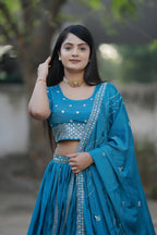 Lehenga Mart Designer Bollywood Style Wedding Lehenga Choli - Firozi | Grocsy