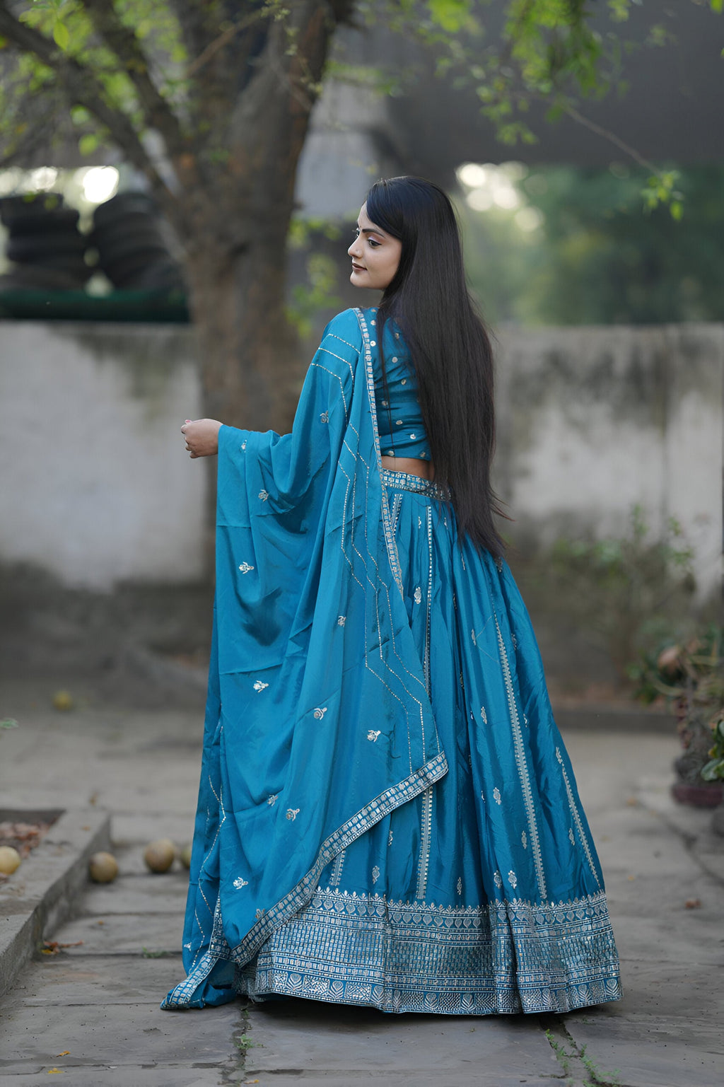 Lehenga Mart Designer Bollywood Style Wedding Lehenga Choli - Firozi | Grocsy