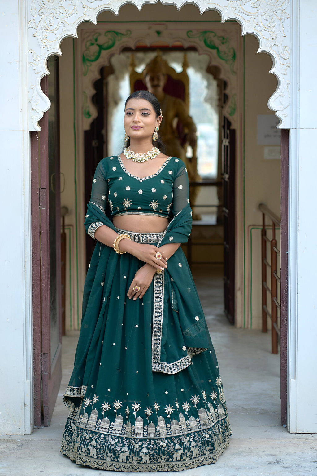 Lehenga Mart Designer Bollywood Style Wedding Lehenga Choli - Green | Grocsy
