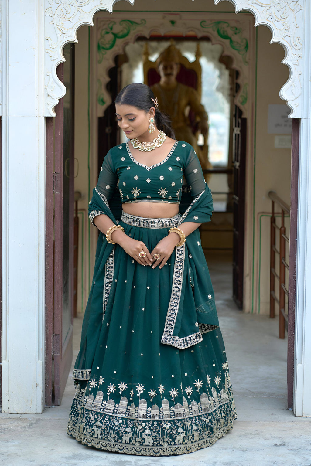 Lehenga Mart Designer Bollywood Style Wedding Lehenga Choli - Green | Grocsy