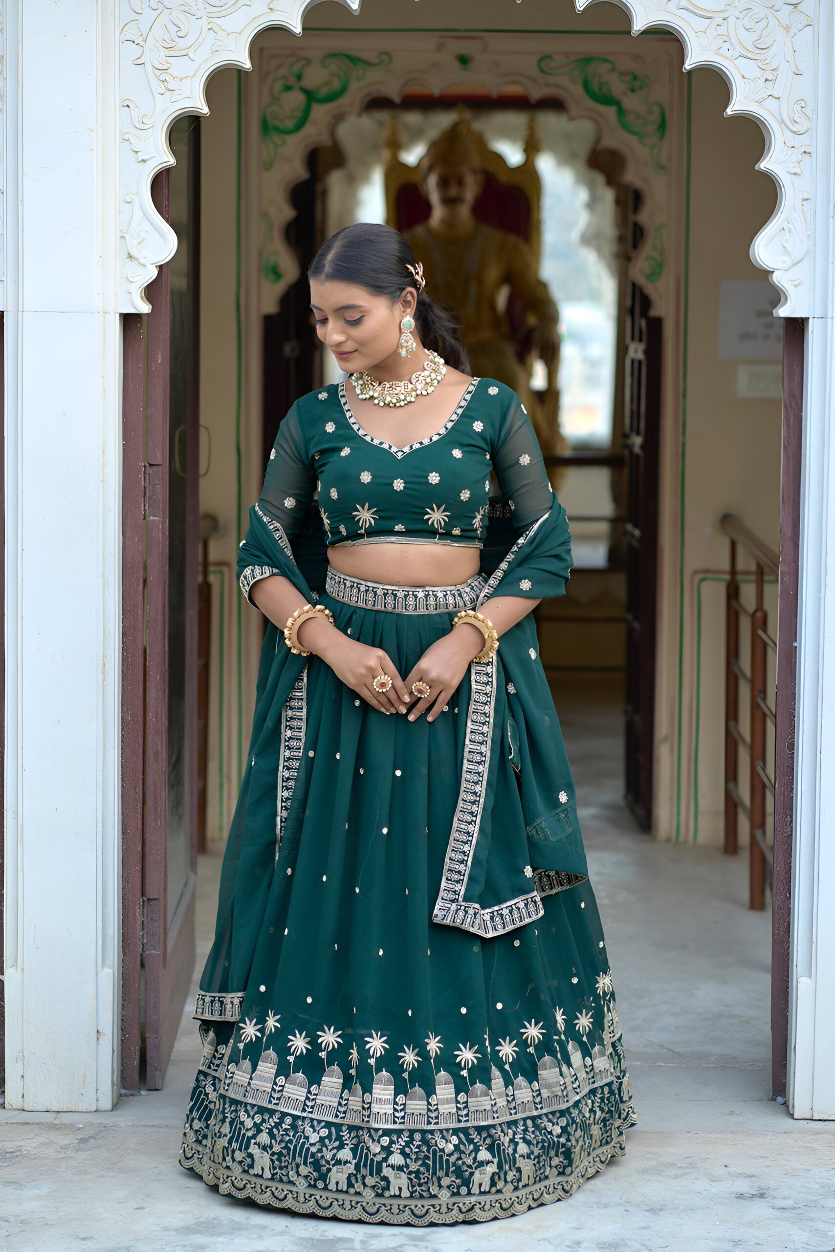 Lehenga Mart Designer Bollywood Style Wedding Lehenga Choli - Green | Grocsy