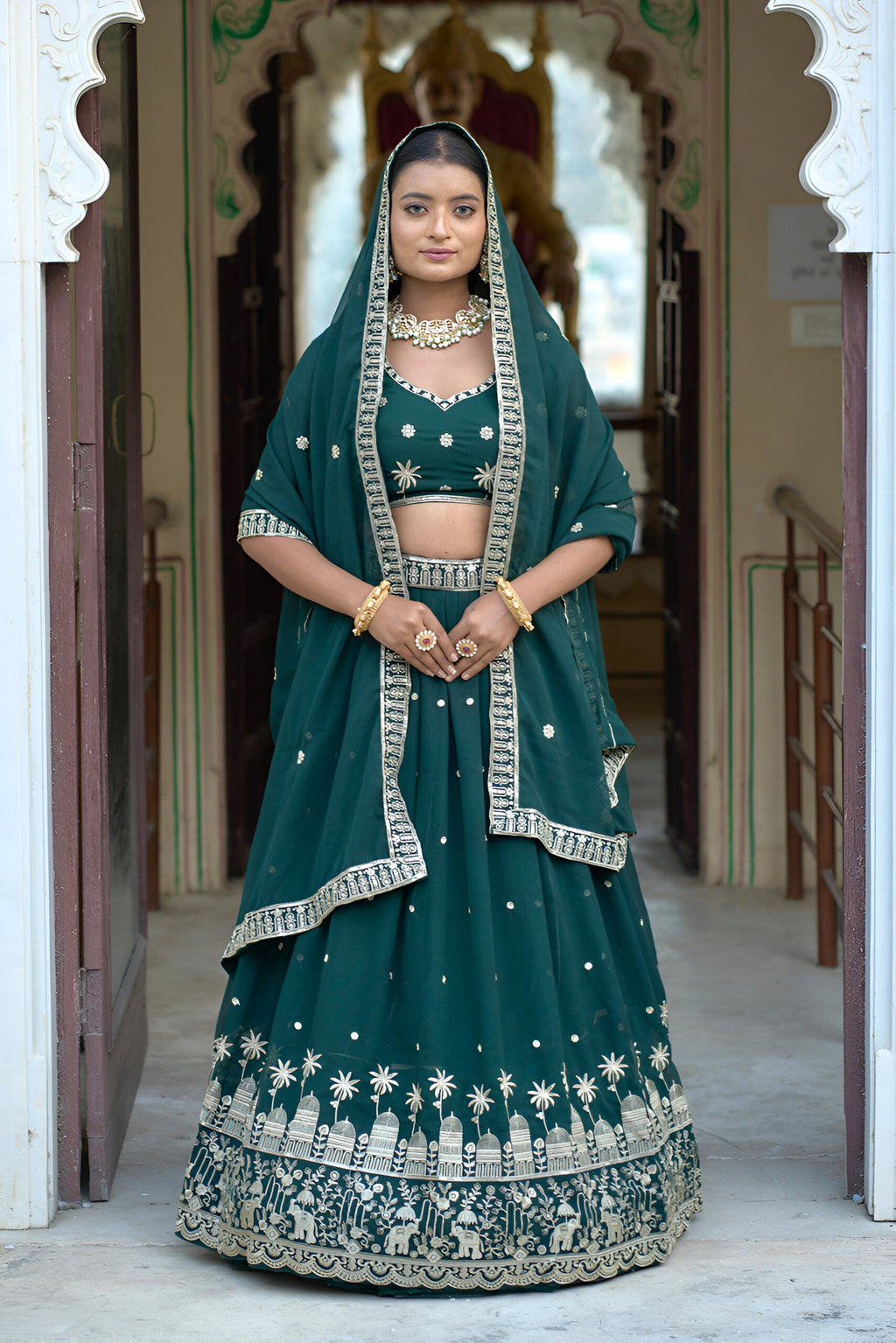 Lehenga Mart Designer Bollywood Style Wedding Lehenga Choli - Green | Grocsy
