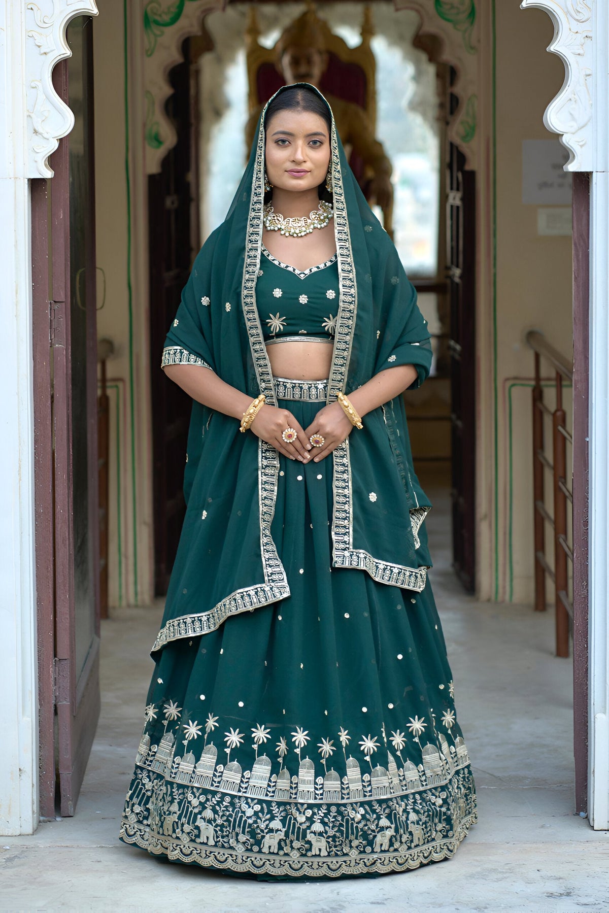 Lehenga Mart Designer Bollywood Style Wedding Lehenga Choli - Green | Grocsy