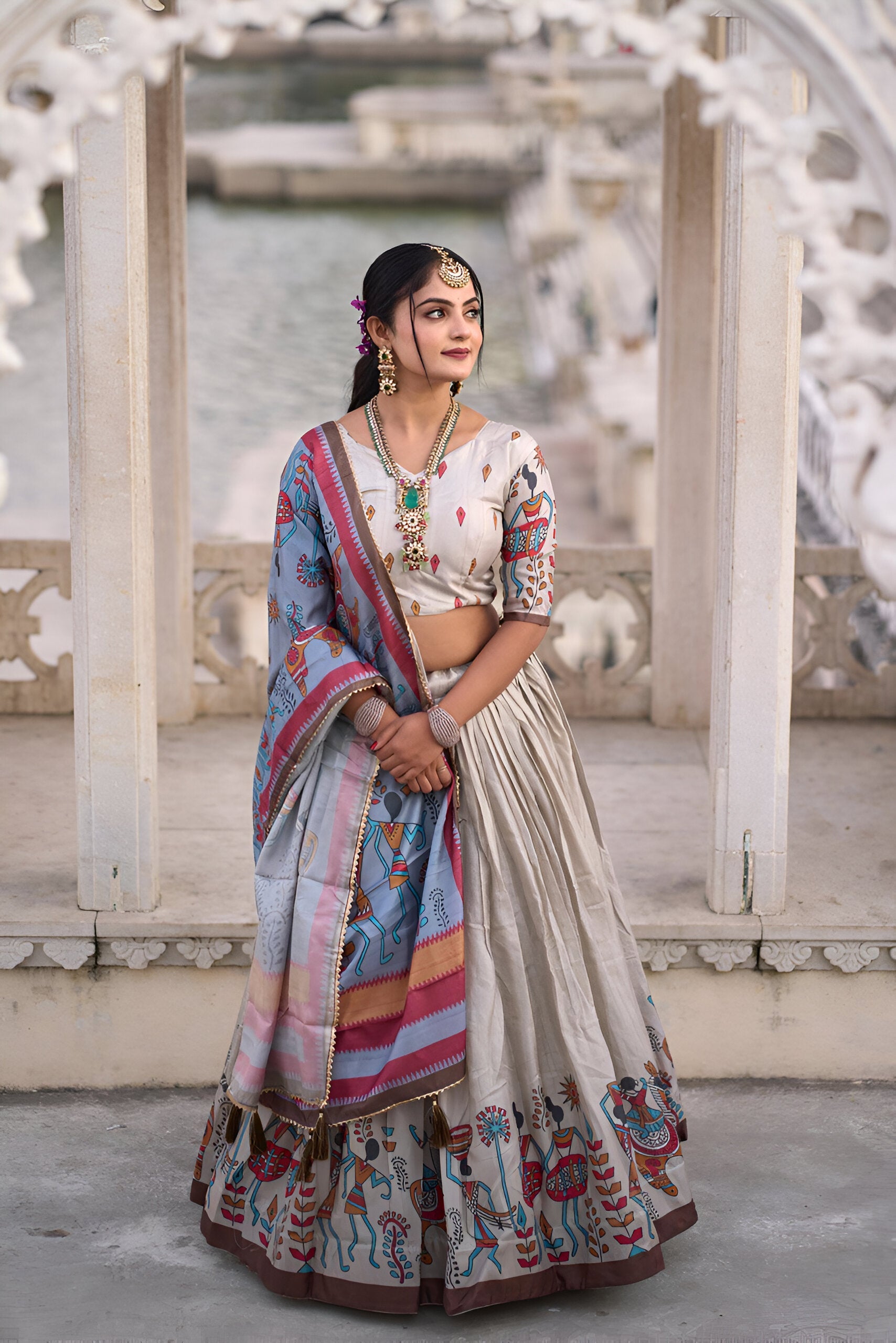 Lehenga Mart Designer Bollywood Style Wedding Lehenga Choli - Cream | Grocsy