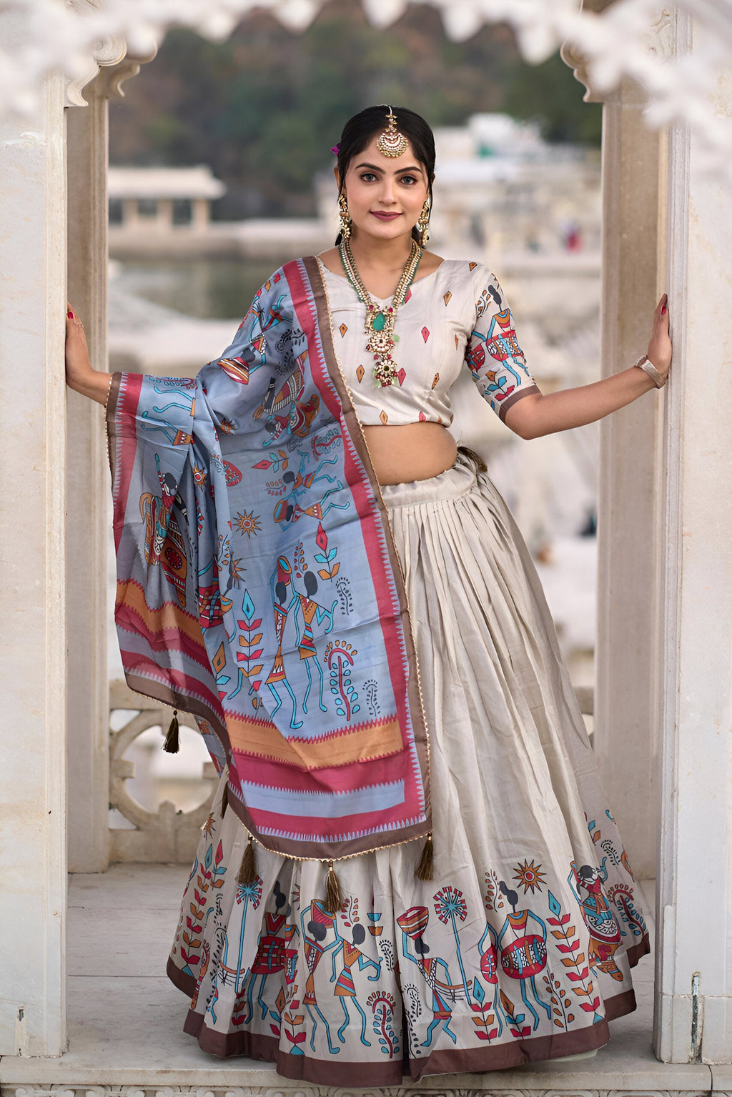 Lehenga Mart Designer Bollywood Style Wedding Lehenga Choli - Cream | Grocsy