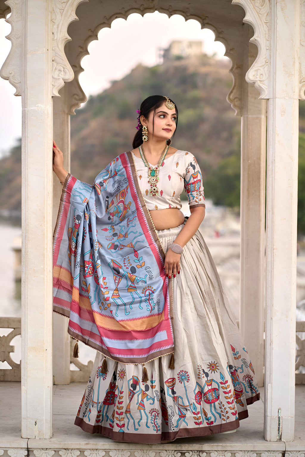 Lehenga Mart Designer Bollywood Style Wedding Lehenga Choli - Cream | Grocsy