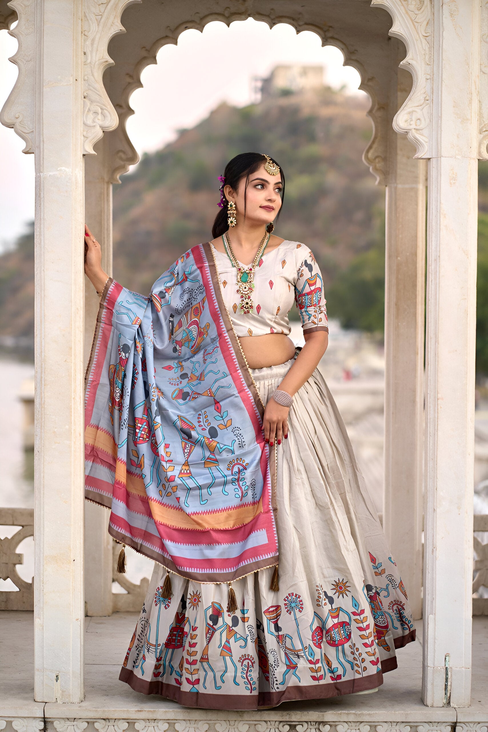 Lehenga Mart Designer Bollywood Style Wedding Lehenga Choli - Cream | Grocsy
