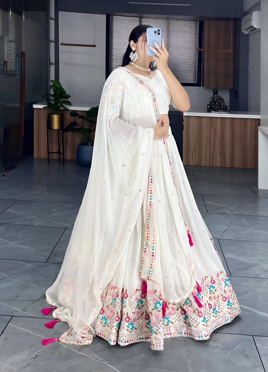 Lehenga Mart Designer Bollywood Style Wedding Lehenga Choli - White | Grocsy