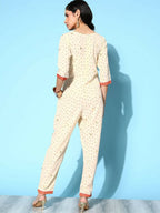 Ahalyaa Womens Offwhite Crepe Printed Jumpsuit | Grocsy