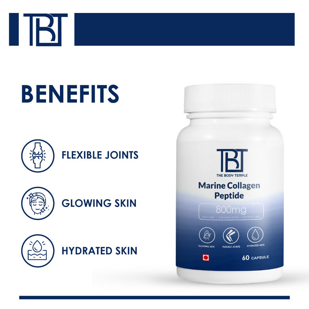 The Body Temple Marine Collagen Peptide 800mg for Healthy & Shiny Hair and Strong Nails | Grocsy