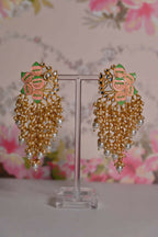 Partywear Ethnic Orange Lotus Earrings By House of Ree - Swadesiicart