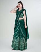 Green Georgette Sequence Embroidered Lehenga Choli with Dupatta - Tanya | Grocsy