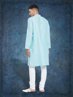 Even Apparels Men's Pure Cotton Turquoise Kurta | Grocsy