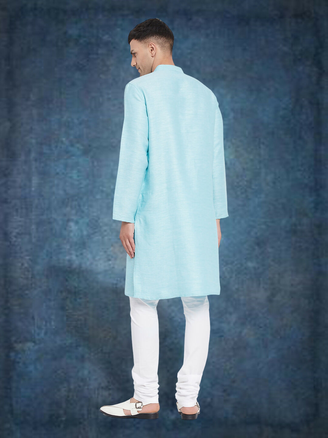 Even Apparels Men's Pure Cotton Turquoise Kurta | Grocsy