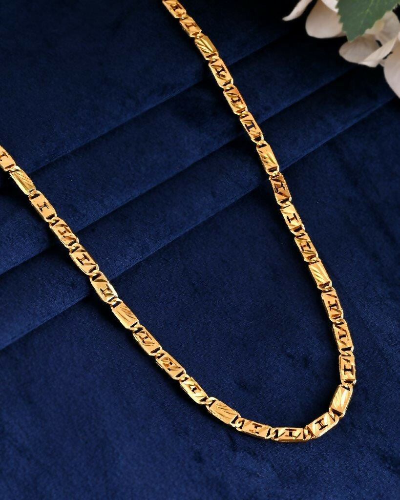 VOJ Gold-Polished Self Designed Biscuit Chain | Grocsy