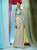 Sky Blue Pure Georgette Sequence work Ready to wear Saree with stitched Blouse - Satiksha | Grocsy