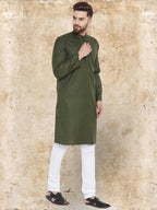 Even Apparels Pure Cotton Green Kurta - Green | Grocsy