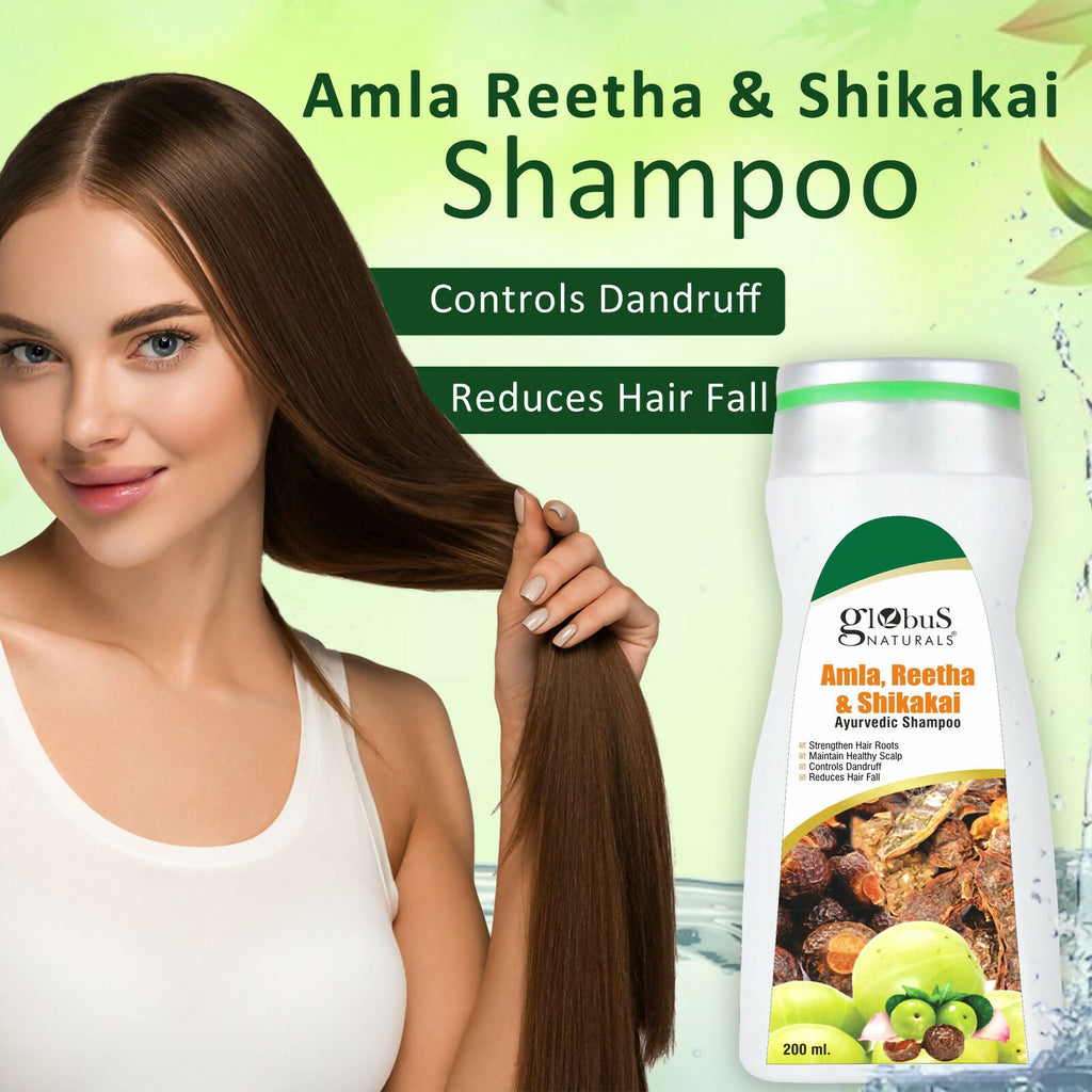 Globus Naturals Amla Reetha Shikakai Shampoo | Grocsy