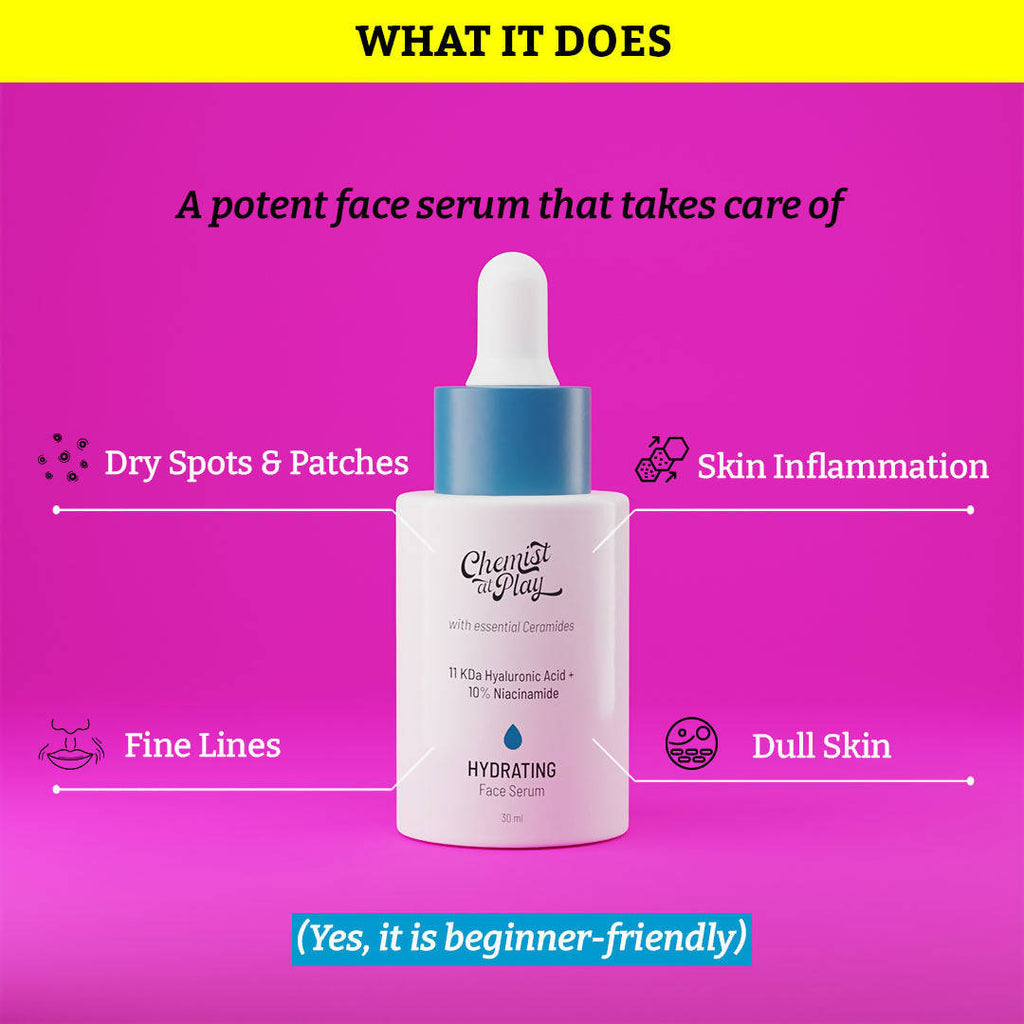 Chemist At Play Hydrating Face Serum For Dry, Normal & Oily Skin, Provides Plump & Radiant-Looking Skin | Grocsy