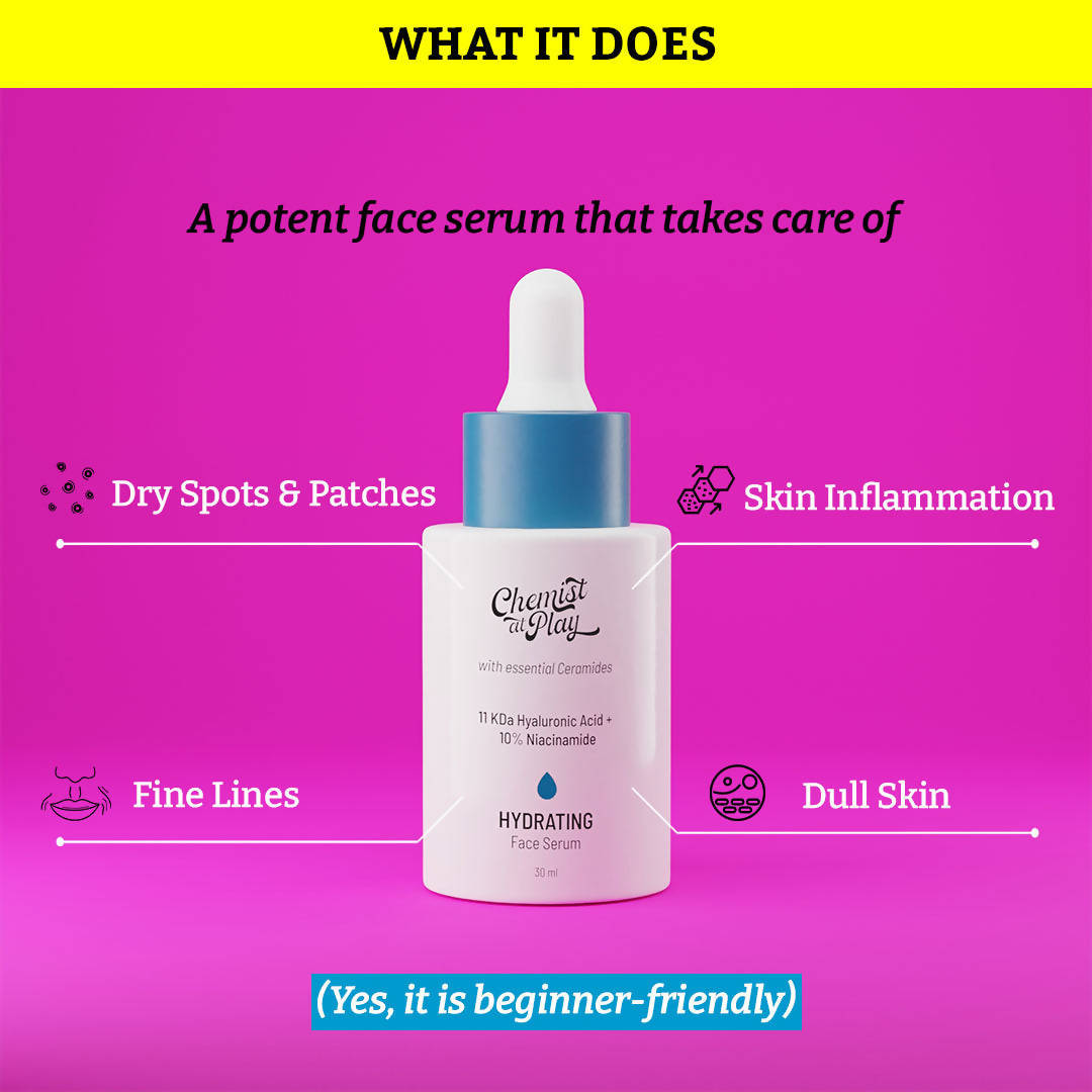 Chemist At Play Hydrating Face Serum For Dry, Normal & Oily Skin, Provides Plump & Radiant-Looking Skin | Grocsy