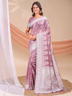 Shree Shyam Fashion Varnika Purple Linen Cotton Saree | Grocsy