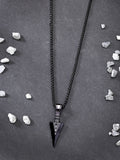 NVR Men's Black Rhodium-Plated Arrow-Shaped Pendant With Chain | Grocsy