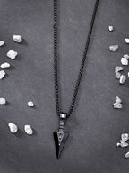 NVR Men's Black Rhodium-Plated Arrow-Shaped Pendant With Chain | Grocsy