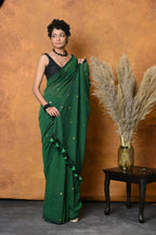 Very Much Indian Pure Mul Cotton Handloom Saree - Green | Grocsy