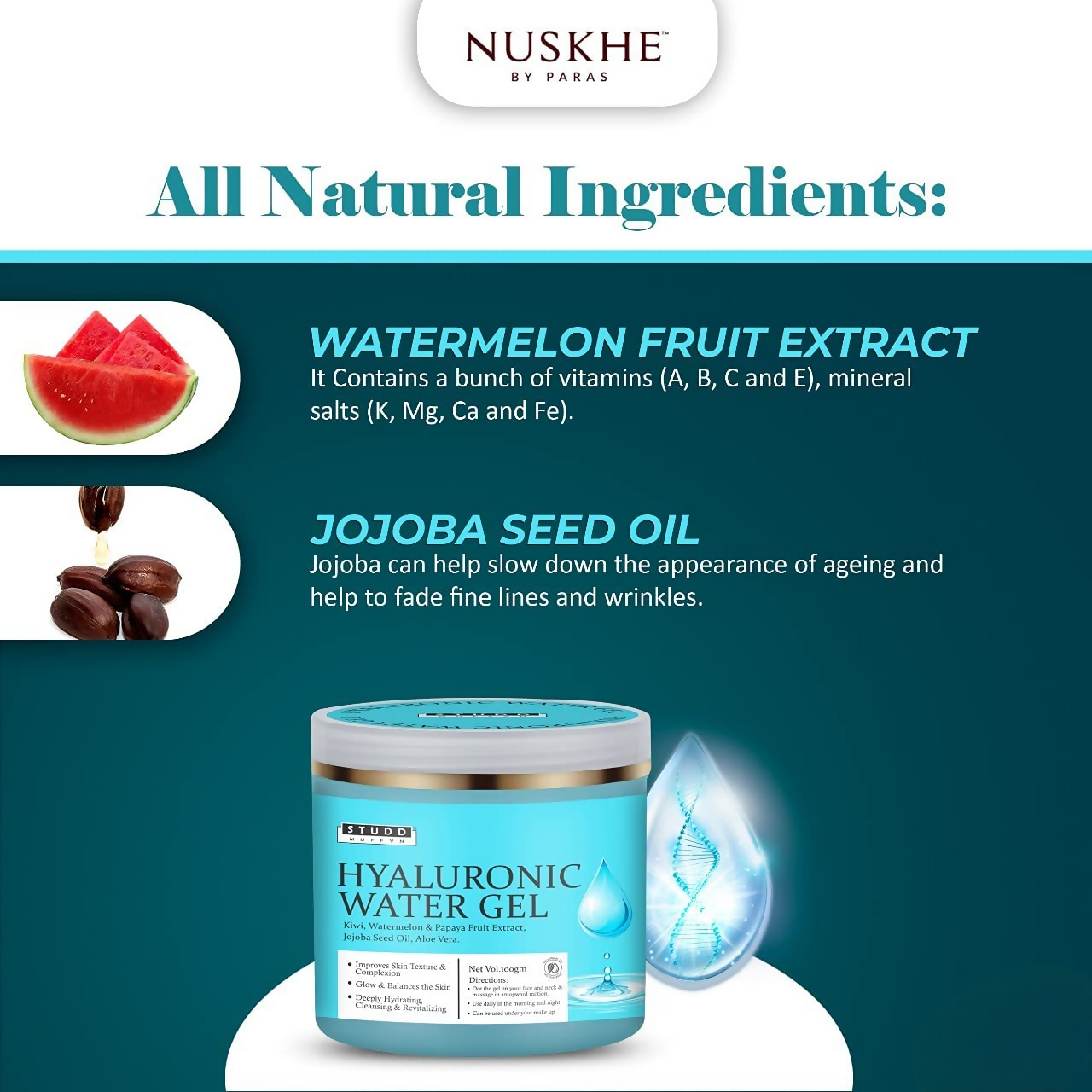 Nuskhe By Paras Studd Muffyn Hyaluronic Face Gel | Grocsy