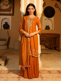 Juniper Women's The Swarn Mustard Ethnic Motif Printed Rayon Kurta Pant And Dupatta With Zari Work & Sequins | Grocsy