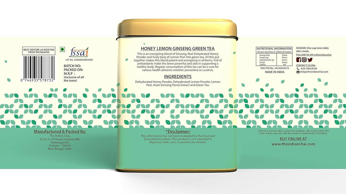 The Indian Chai - Honey Lemon Ginseng Green Tea | Grocsy