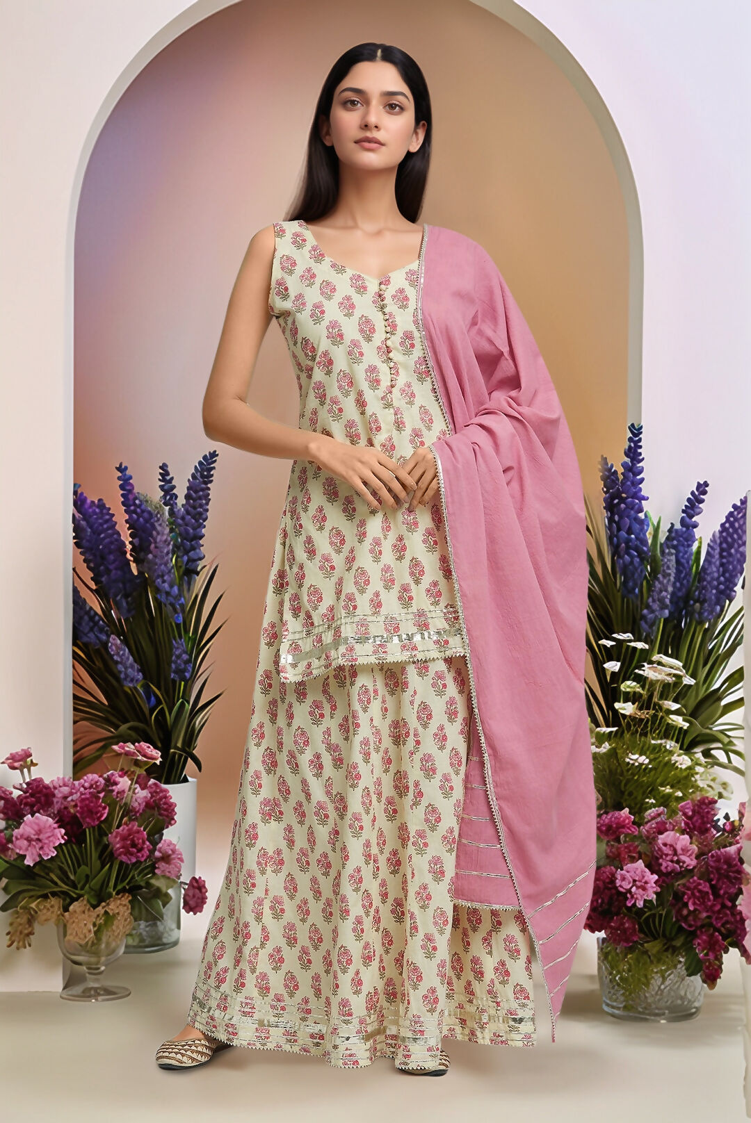 Joban Fashion Cream Printed Lehanga Set | Grocsy