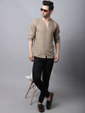 Even Apparels Beige Pure Cotton Round Neck Slit Men's Kurta | Grocsy