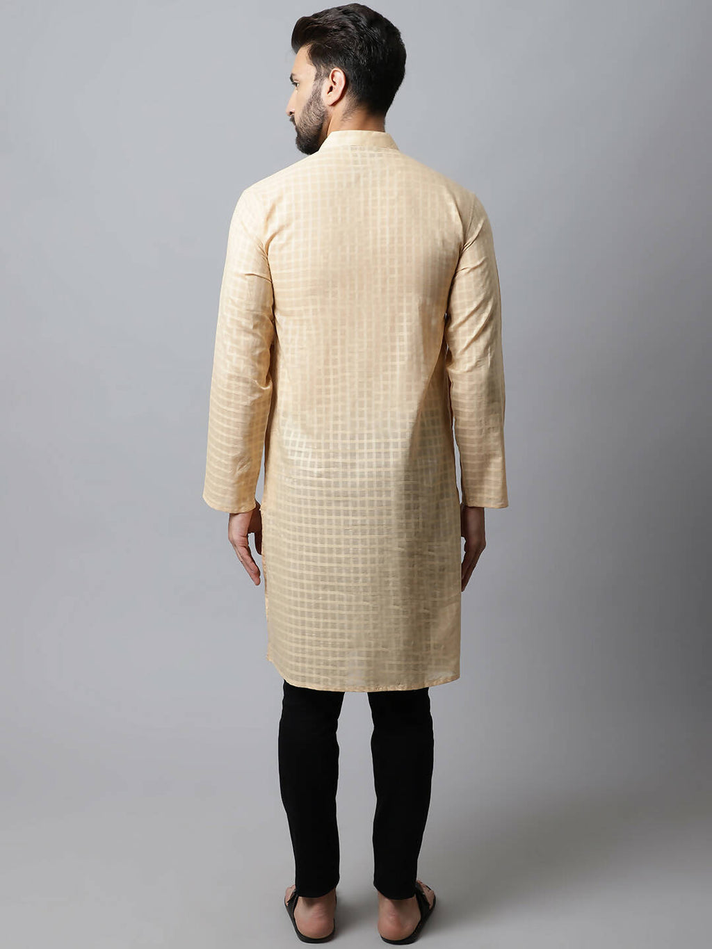 Even Apparels Beige Color Pure Cotton Men's Kurta With Side Placket (CHK1200) | Grocsy