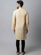 Even Apparels Beige Color Pure Cotton Men's Kurta With Side Placket (CHK1200) | Grocsy