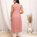 FIORRA Women's Floral Printed Pink Cotton Straight Kurta | Grocsy